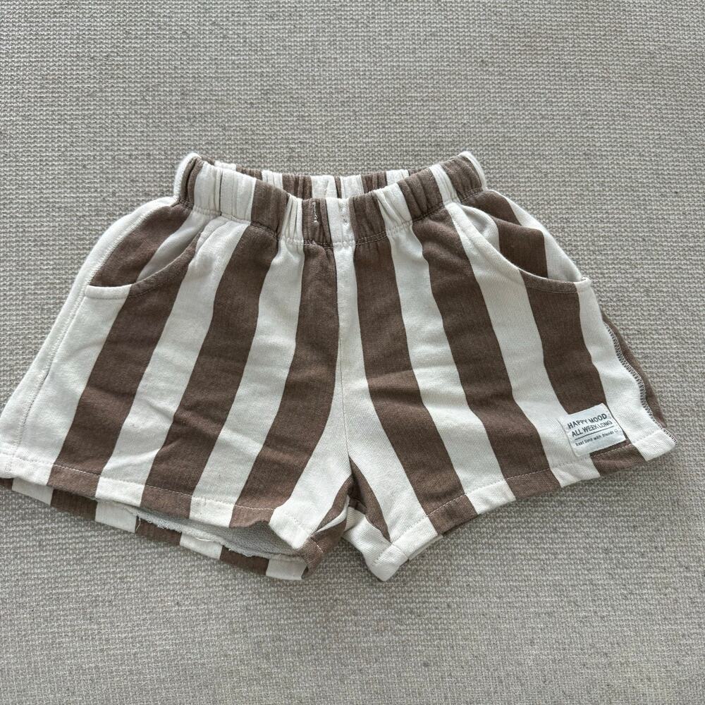 Zara Kids Brown Cream Striped Shorts Size 3-4 Years